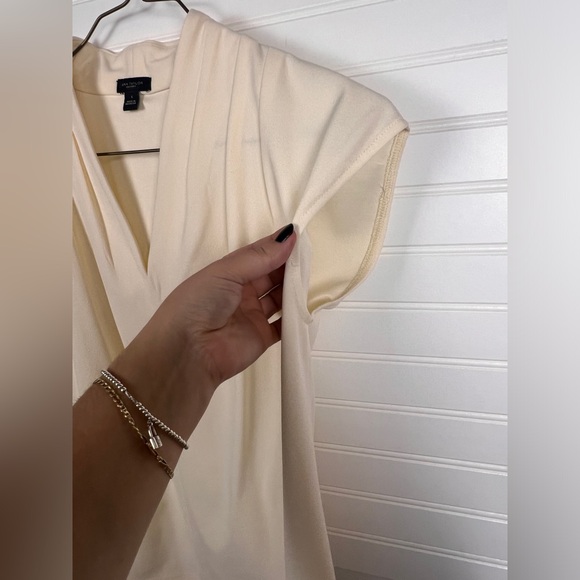 Ann Taylor Soft Cream V-Neck Blouse - Picture 4 of 7